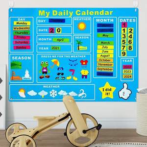 Calendario diario de fieltro para niños pequeños, preescolares, tabla de aprendizaje temprano de estaciones, clima y fecha, gráfico de pared, juguetes educativos de tela de fieltro - Product Image 2