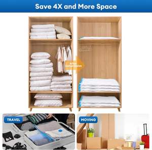 Sacs <span class=keywords><strong>sous</strong></span> <span class=keywords><strong>vide</strong></span> <span class=keywords><strong>pour</strong></span> vêtements de voyage, lot de 12 sacs de rangement gain de place avec pompe électrique, sacs de compression <span class=keywords><strong>pour</strong></span> vêtements, bagages - Product Image 5