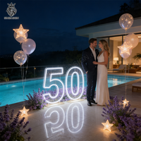 Enseignes néon LED en acrylique de 2 et 3 pieds, chiffres décoratifs pour anniversaires 30, 40, 50, 60, 70 ans