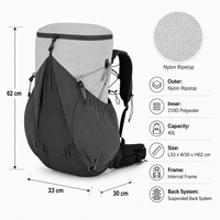 Sac à dos de camping en plein air 40L, en tissu ripstop, confortable, pour la randonnée, avec système de dos suspendu