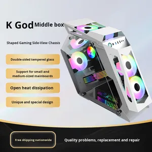 Boîtier de jeu haut de gamme à tour moyenne en alliage d'aluminium MicroATX fenêtre de panneau latéral EVESKY K <span class=keywords><strong>God</strong></span> E-Sports Internet Cafe DIY - Product Image 2