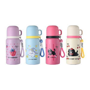 Tasse thermos pour enfants avec motifs amusants, en acier inoxydable 316, design de dessin animé pour enfants, utilisation scolaire et en plein air, grande capacité, double couvercle - Product Image 5