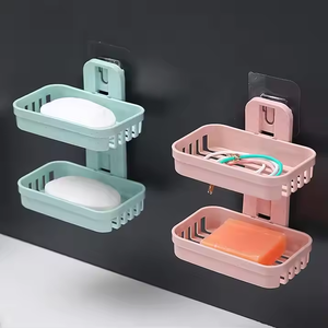 Jabonera de Plástico para <span class=keywords><strong>Baño</strong></span> <span class=keywords><strong>sin</strong></span> Perforación con Drenaje, Organizador de Jabón de Pared, <span class=keywords><strong>Accesorios</strong></span> de <span class=keywords><strong>Baño</strong></span> - Product Image 1