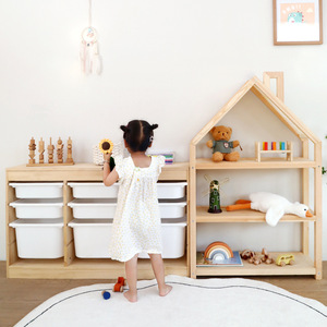 Gabinete de almacenamiento de <span class=keywords><strong>juguetes</strong></span> para niños de madera maciza, estante de libros de imágenes para sala de estar o dormitorio, estantería para bebés, casillero para <span class=keywords><strong>juguetes</strong></span> - Product Image 3