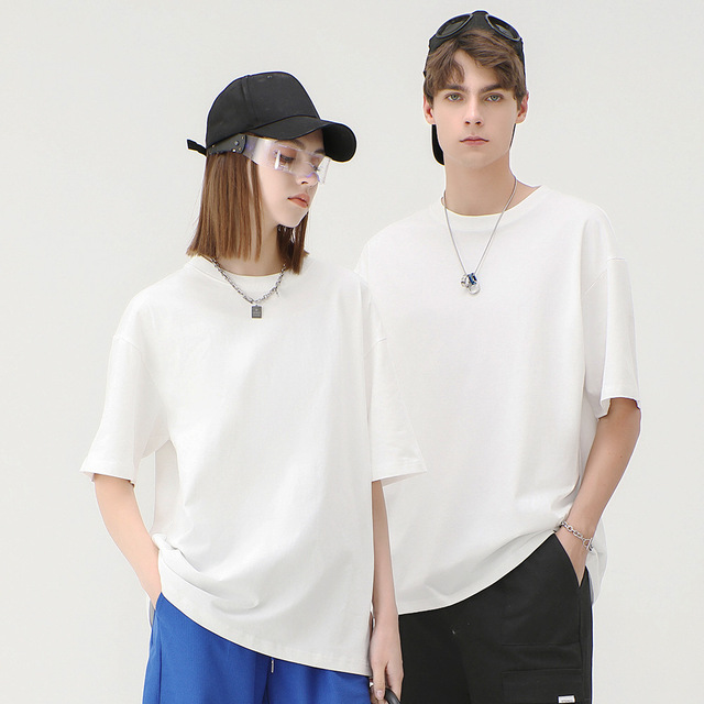 Men's 250G Heavyweight 100% Cotton Breathable Knitted T-Shirt Solid Oversized Short Sleeve Crew Neck Loose Fit Casual Tee