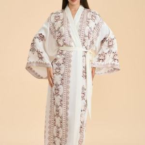 Tendencia en Batas Personalizadas para Mujer al por Mayor, Ropa de Dormir Transpirable, Batas de Baño, Pijamas, Bata de Mujer con Estampado Floral, Bata de Algodón con Puntos Suizos - Product Image 1