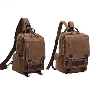 Solid Color <b>Canvas</b> Vintage Anti-Theft <b>Backpack</b> Unisex Outdoor Use Lightweight Zipper Arcuate Shoulder Strap 20 Litre Capacity - Product Image 1