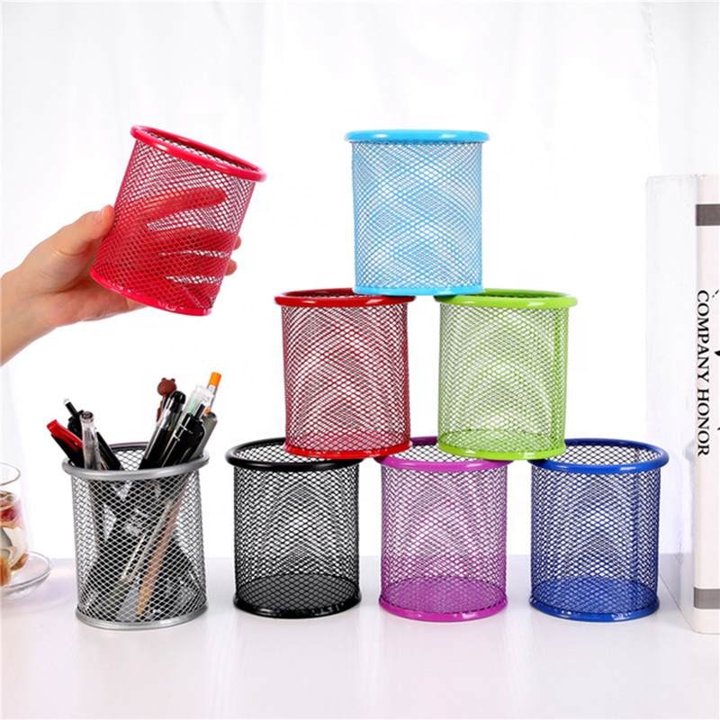 Креативный Красочный многофункциональный уникальный офисный органайзер, Круглый Квадратный Настольный металлический держатель для ручек