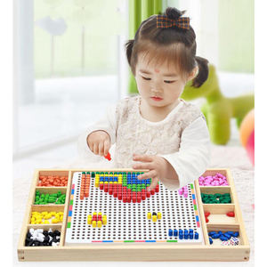 Rompecabezas Unisex para niños, juguetes de madera, tablero de ensamblaje de combinación de uñas de setas de diseño intelectual para 2-4 y 5-7 años - Product Image 4