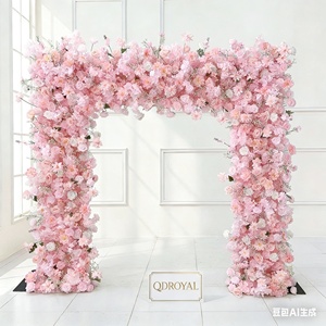 Toile de fond de fleurs artificielles, arrangements floraux en soie entièrement blancs faits à la main, mur de fleurs, arche de mariage pour la décoration d'événements de mariage - Product Image 3