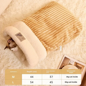 Saco de dormir para gatos, cama semicerrada para dormir para mascotas, para acampar, almohadilla calentadora, saco cómodo para mascotas - Product Image 2