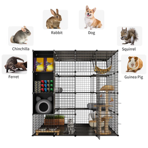 Gaiola Dobrável de Luxo para Gatos e Cães, Resistente, com Teto Aberto, Rodas, Fecho de Cinto e Bandeja de Metal - Product Image 4