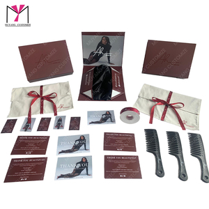 Cajas de pelucas elegantes con logotipo personalizado en oferta, con bolsa de satén, tarjeta de agradecimiento, etiqueta para el cabello, peine, etc. - Product Image 1