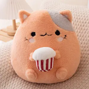 New Cute 12 inches Squishy Round Shaped Stuffed Animal Toys Plush Cat Cow Pillows