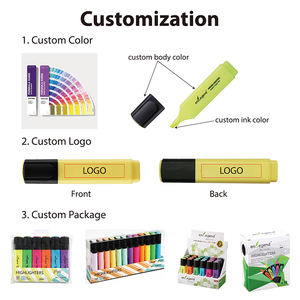 स्कूल और कार्यालय इको-आई-सुरक्षात्मक फ्लोरोसेंट कैंडी रंग फ्लैट वर्ग आकार के हाईलाइटर पेन सेट - Product Image 3