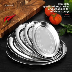 <span class=keywords><strong>Plato</strong></span> Ovalado de Acero Inoxidable Estilo Coreano, Bandeja Plateada para Pescado al Vapor, Barbacoa y Aperitivos - Product Image 5