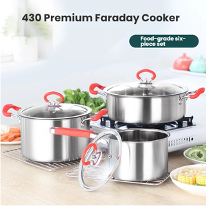 Bán Buôn Tùy Chỉnh Thép Không Gỉ Nấu Ăn Bộ Nồi Không Dính Đồ Nấu Nướng Với Silicone Xử Lý Phẳng Dưới Lò An Toàn - Product Image 1