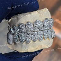 Grillz dentaire personnalisé Star Galaxy D VVS en argent S925, entièrement micro-pavé, style Hip Hop, pour 4, 6, 8, 10 ou 12 dents, certifié