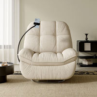 Fauteuil de sol ergonomique inclinable électrique en L, style moderne, avec port USB, en velours, garnissage de qualité, emballé sous vide