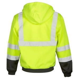 Wholesale 100% Cotton Men's Sweatshirt Brush <b>Fleece</b> with Reflective Zip-up Hoodie Color Combination for Safety Clothing - Product Image 4