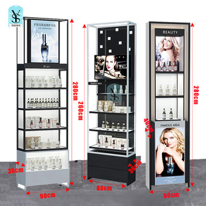 Thiết kế mới dẫn ánh sáng kim loại hiển thị đứng với trang điểm sản phẩm làm đẹp triển lãm mỹ phẩm Tủ kim loại kệ - Product Image 4