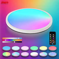 Plafonnier LED intelligent RGB moderne 28W-48W à gradation progressive, CCT réglable 3000K-6000K pour salon et chambre à coucher