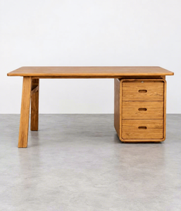 Wood Grain Surface Computer <b>Desk</b> Home Office Workstation Table <b>with</b> <b>Drawers</b> Storage - Product Image 3