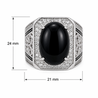 Bague en argent sterling 925 à quatre griffes pour homme, zircon noir, style thaïlandais ouvert, vintage, tendance, personnalité, bijoux fins pour soirée, vente en gros