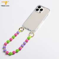 Bracelet en perles arc-en-ciel petit porte-clés de voiture anti-perte avec porte-clé de carte de numéro de téléphone et chaîne de téléphone de plaque pour iPhone 16