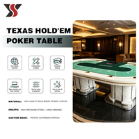 Table de poker Texas Hold'em de luxe YS avec base en marbre, 10 joueurs, porte-gobelets dorés, table de jeu de casino