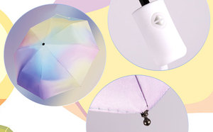 Parapluie de qualité supérieure, pliable en 3 sections, ouverture automatique par bouton, couleur irisée, impression par transfert thermique. - Product Image 2