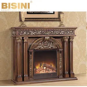 Splendide Style Américain En Bois Massif Sculpté Cheminée Concis Conception Console Cheminée Décorative Noyau - Product Image 1
