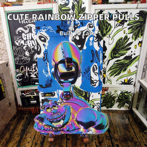 Wholesale Nickel-Free Auto Lock Cute Cartoon Design Puller Accessory rainbow Plated Bags logo Zipper Pulls Slider Tags for Shoes - Product Image 2