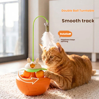 Juguetes Interactivos para Mascotas: Set de Bolas para Gatos, Dispensador de Comida con Doble Pista de Bolas, Pluma y Campana, Juguetes de Enriquecimiento para Mascotas