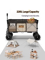 Chariot pliable à quatre roues en alliage d'aluminium et tissu Oxford 600D pour le camping, les courses, le rangement, les pique-niques et les voyages, grande taille