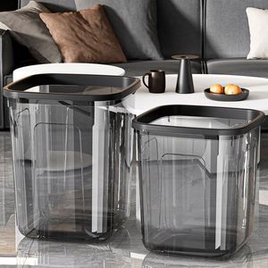 Transparent Trash Can Premium Home Storage <b>Bin</b> <b>Large</b> Size for Living Room, Kitchen - Plastic Press-down Lid Waste <b>Bin</b> - Product Image 1
