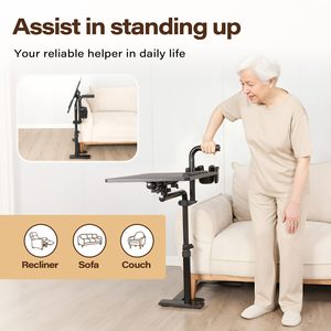 Mesa Auxiliar <span class=keywords><strong>de</strong></span> Hierro <span class=keywords><strong>de</strong></span> 23.6"x15.7" con Rotación <span class=keywords><strong>de</strong></span> 360°, Ergonómica, con Asa Ajustable Individualmente, <span class=keywords><strong>para</strong></span> Laptop, Sofá, Moderna - Product Image 5