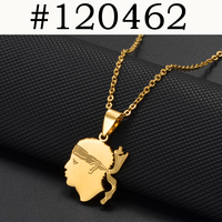 Nouveau Collier Pendentif Drapeau Corse 2025 Style Ethnique Sardaigne Bijoux en Acier Inoxydable Cadeau Tendance pour Femme # 120462