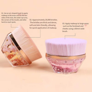 Nouveau Pinceau Éventail Portable pour Fond de Teint en Cheveux Synthétiques avec Manche Brillant pour Correcteur Liquide – Pinceau de Maquillage Visage à Prix Réduit - Product Image 2