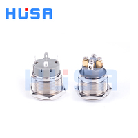 Interrupteur à bouton-poussoir momentané HUSA 22 mm 24 V électronique 1NO en acier inoxydable IP65 étanche pour contrôle industriel