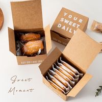 Boîte d'Emballage en Papier Kraft pour Madeleines, Quatre-Quarts, Flocons Croustillants, Biscuits Bouton et Nougats