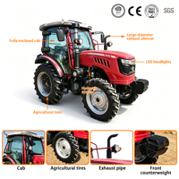 Tracteur agricole 4x4, moteur EPA, CE EURO5, 90 ch, 100 ch, compact, mini-tracteur, tracteur de ferme, tracteur de jardin avec cabine