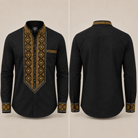 Kemeja Cetak Afrika Khusus Pria Lengan Panjang Kemeja Dashiki Pakaian Etnik Tradisional Produsen Label Pribadi OEM ODM