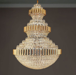 Staircase decorative Big Hanging Light Hotel living room villa Luxury Traditional large crystal Gold <b>chandelier</b> - Product Image 1