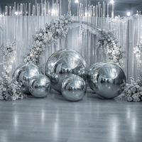 Boule miroir argentée gonflable, grand ballon brillant, ballon géant pour fête disco, décoration de fête de Noël, sphère miroir réfléchissante gonflable