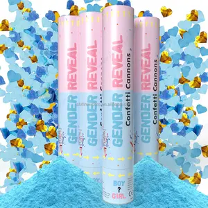 Gender Reveal Party Supplies Pink Blue Colour Smoke Powder Confetti Cannon Popper Shooter For Baby Shower Decoration