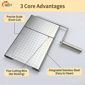 Trancheuse <span class=keywords><strong>à</strong></span> <span class=keywords><strong>fromage</strong></span> XL en acier inoxydable, matériau de qualité alimentaire, <span class=keywords><strong>fil</strong></span> de coupe remplaçable avec échelle, outil de cuisine durable - Product Image 3