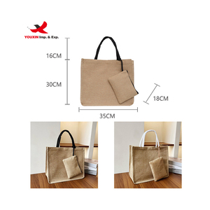 Bolsa de Yute Natural al por Mayor, Bolsa Ecológica Reutilizable con Asa de Algodón, Logotipo Personalizado - Product Image 2