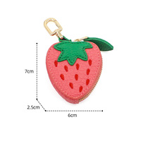 Kawaii tas pesona buah oranye dompet koin tas gantungan kunci pesona Mini kulit dompet koin Pu stroberi Lemon dompet liontin gantungan kunci