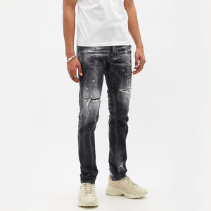 Amérique Free Taxes Trending Designer Jeans Vintage Streetwear Skinny Pants Stacked Ripped Denims Jeans Slim Fit Men's Jeans - Product Image 3